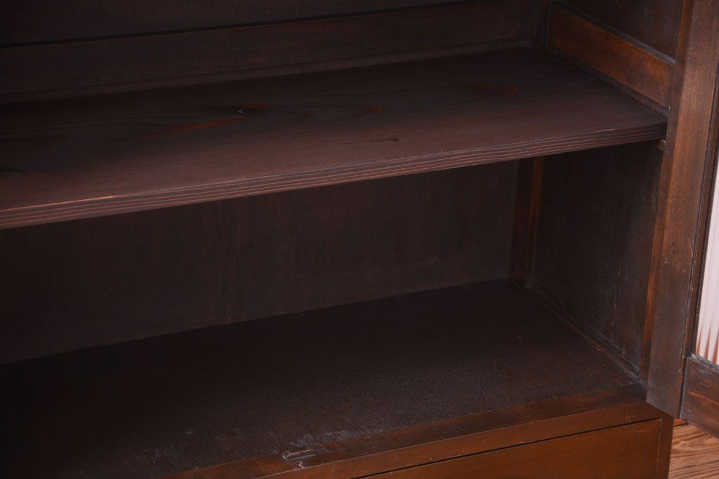 レトロ家具　和製アンティーク　モールガラス入り!大ぶりなレトロ本箱(ブックケース)