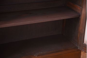 レトロ家具　和製アンティーク　モールガラス入り!大ぶりなレトロ本箱(ブックケース)