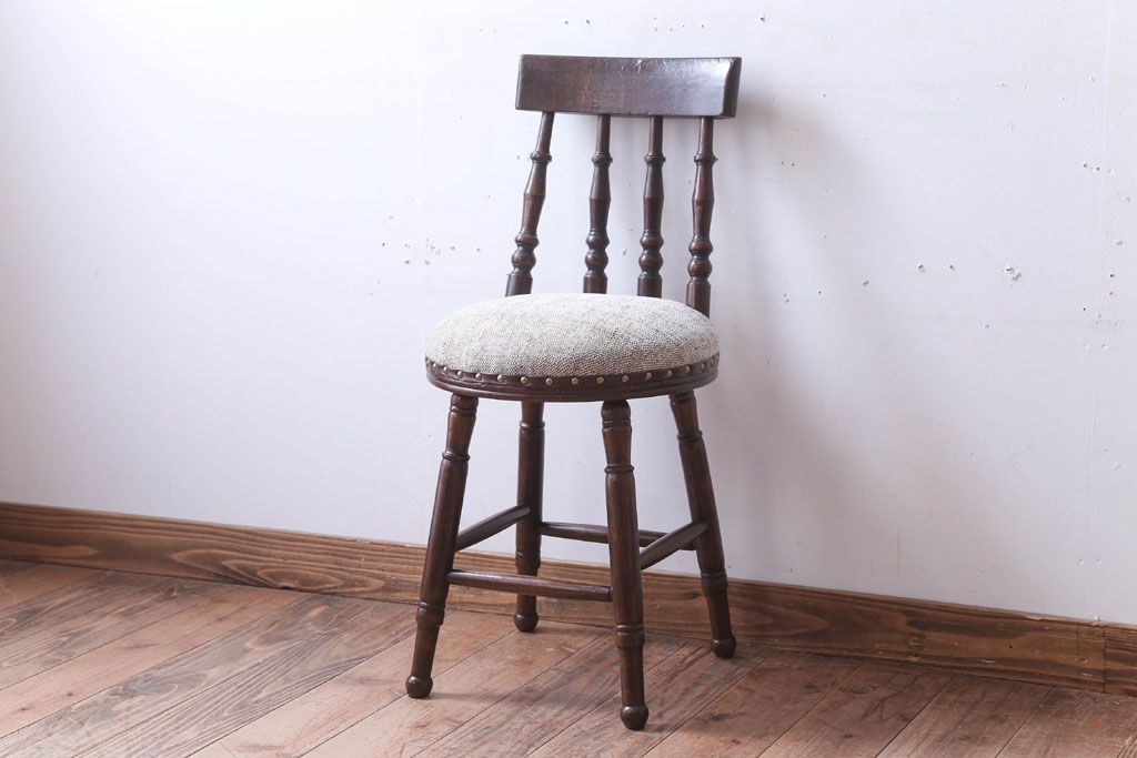 アンティーク家具　大正ロマン　古いナラ材のおしゃれなアンティークチェア