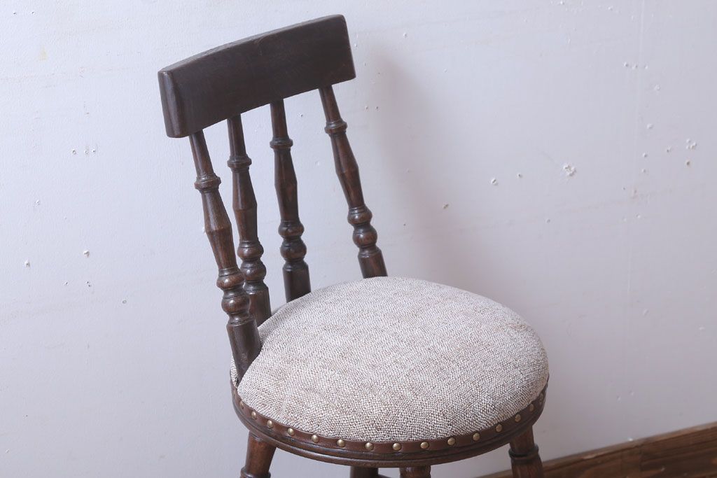 アンティーク家具　大正ロマン　古いナラ材のおしゃれなアンティークチェア