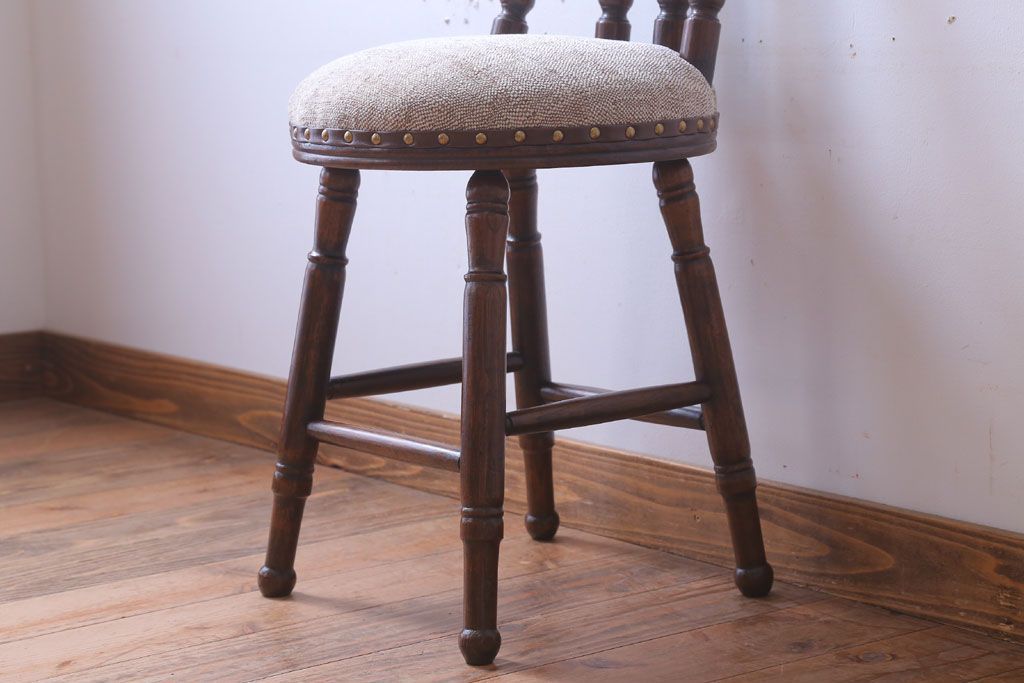 アンティーク家具　大正ロマン　古いナラ材のおしゃれなアンティークチェア