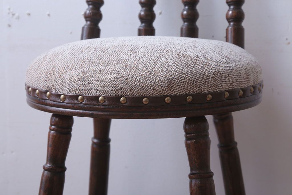 アンティーク家具　大正ロマン　古いナラ材のおしゃれなアンティークチェア