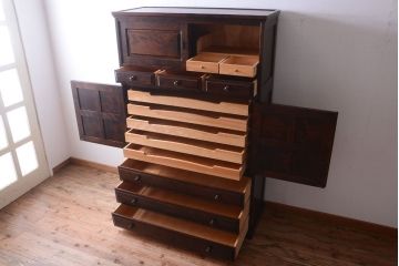 中古　北海道民芸家具　3段重ねチェスト(衣装箪笥・整理タンス・きものチェスト)