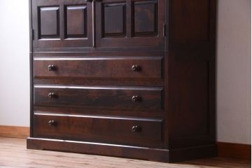 中古　北海道民芸家具　3段重ねチェスト(衣装箪笥・整理タンス・きものチェスト)