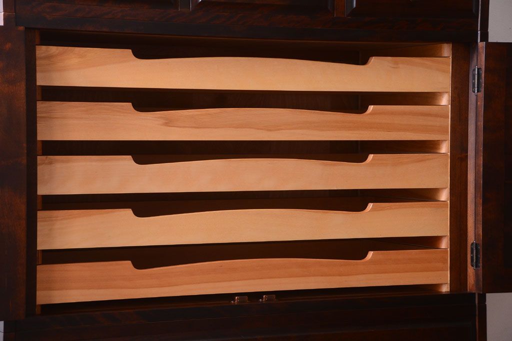 中古　北海道民芸家具　3段重ねチェスト(衣装箪笥・整理タンス・きものチェスト)