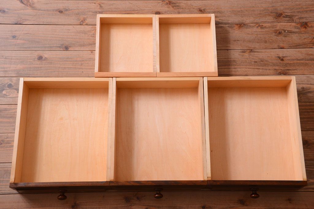 中古　北海道民芸家具　3段重ねチェスト(衣装箪笥・整理タンス・きものチェスト)