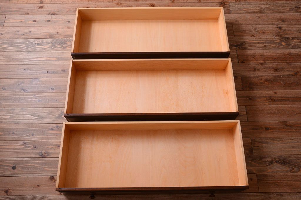 中古　北海道民芸家具　3段重ねチェスト(衣装箪笥・整理タンス・きものチェスト)