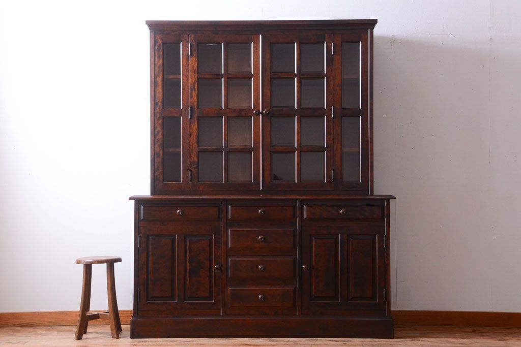 中古　北海道民芸家具　大きな食器棚(カップボード・キャビネット)