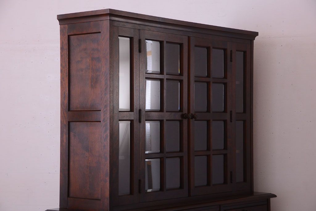 中古　北海道民芸家具　大きな食器棚(カップボード・キャビネット)