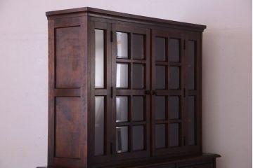 中古　北海道民芸家具　大きな食器棚(カップボード・キャビネット)