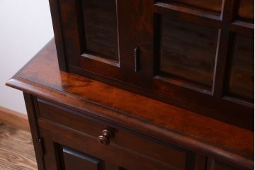 中古　北海道民芸家具　大きな食器棚(カップボード・キャビネット)