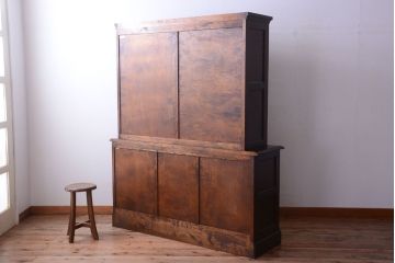 中古　北海道民芸家具　大きな食器棚(カップボード・キャビネット)