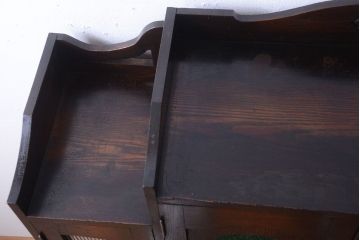 アンティーク家具　大正ロマン　色ガラス入り!変わり型本箱(ブックケース)