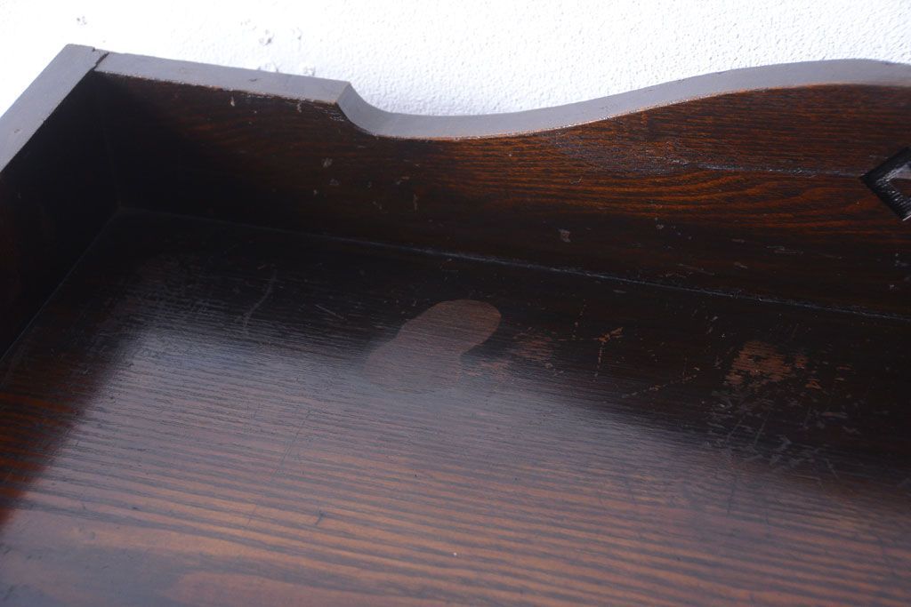 アンティーク家具　大正ロマン　色ガラス入り!変わり型本箱(ブックケース)