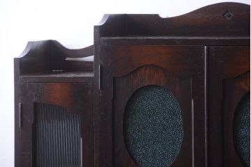 アンティーク家具　大正ロマン　色ガラス入り!変わり型本箱(ブックケース)