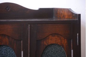 アンティーク家具　大正ロマン　色ガラス入り!変わり型本箱(ブックケース)