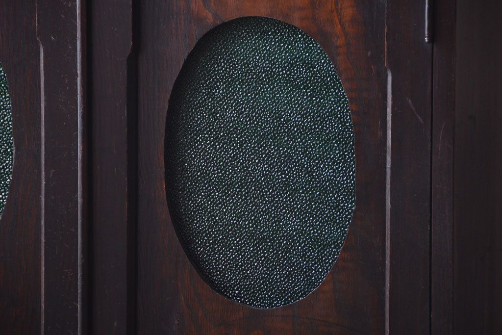 アンティーク家具　大正ロマン　色ガラス入り!変わり型本箱(ブックケース)