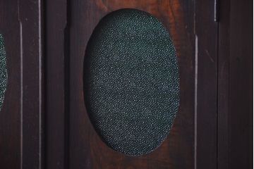 アンティーク家具　大正ロマン　色ガラス入り!変わり型本箱(ブックケース)