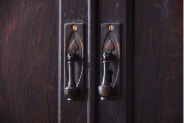 アンティーク家具　大正ロマン　色ガラス入り!変わり型本箱(ブックケース)