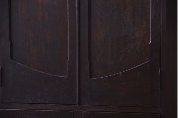 アンティーク家具　大正ロマン　色ガラス入り!変わり型本箱(ブックケース)