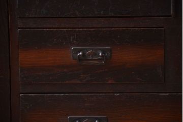 アンティーク家具　大正ロマン　色ガラス入り!変わり型本箱(ブックケース)