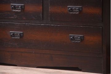 アンティーク家具　大正ロマン　色ガラス入り!変わり型本箱(ブックケース)