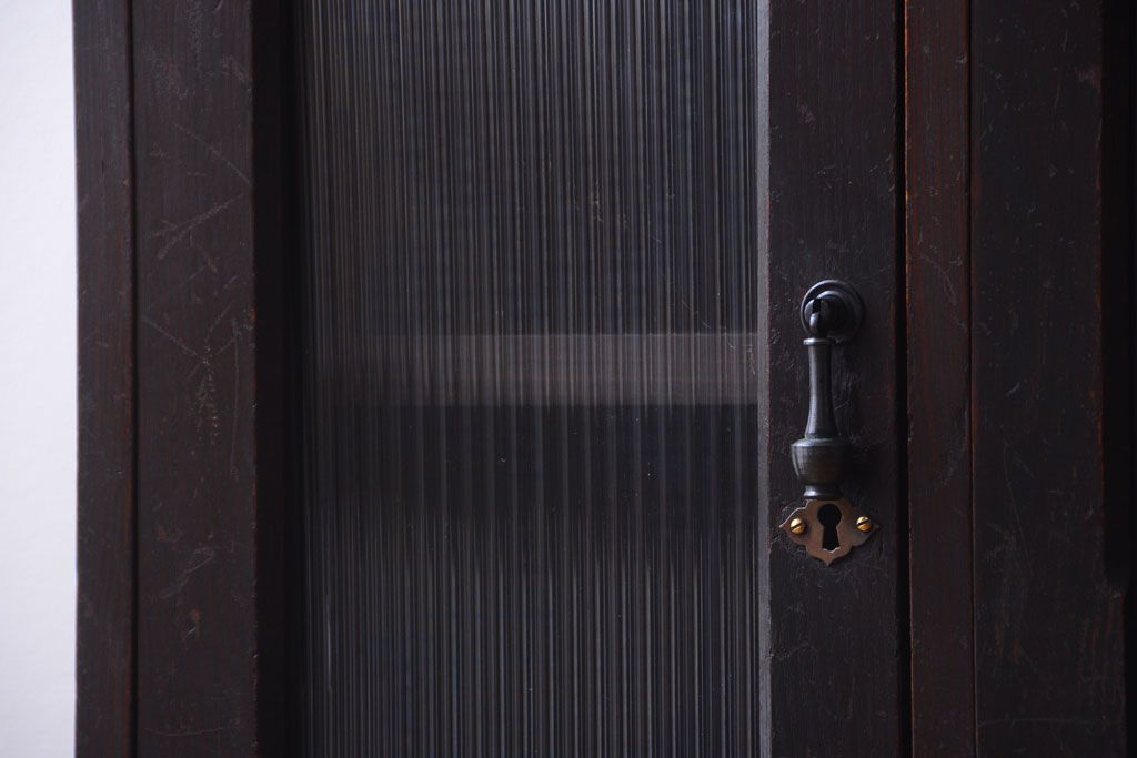 アンティーク家具　大正ロマン　色ガラス入り!変わり型本箱(ブックケース)