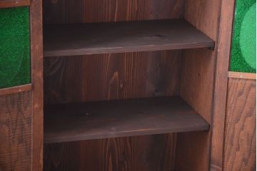 アンティーク家具　大正ロマン　色ガラス入り!変わり型本箱(ブックケース)