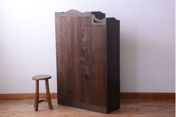 アンティーク家具　大正ロマン　色ガラス入り!変わり型本箱(ブックケース)