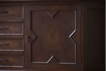 ビンテージ　神戸家具　優雅な重ねキャビネット(食器棚・収納棚)