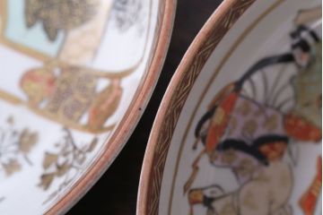 古民具・骨董　明治〜大正　九谷色絵なます皿5客セット(2)