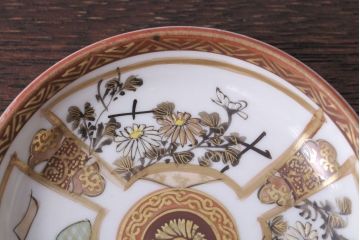 古民具・骨董　明治〜大正　九谷色絵小皿5客セット(1)