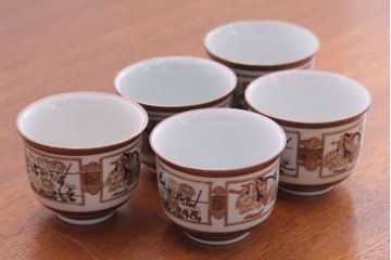 古民具・骨董　明治〜大正　九谷色絵向付5客セット(2)