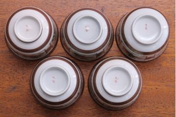 古民具・骨董　明治〜大正　九谷色絵向付5客セット(2)