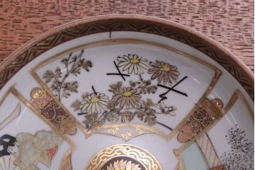 アンティーク雑貨　古民具・骨董　明治〜大正　九谷色絵皿4客セット