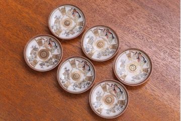 古民具・骨董　明治〜大正　九谷色絵小皿6客セット