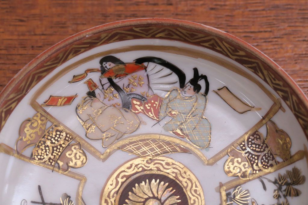 古民具・骨董　明治〜大正　九谷色絵小皿6客セット