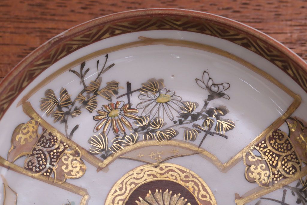 古民具・骨董　明治〜大正　九谷色絵小皿6客セット