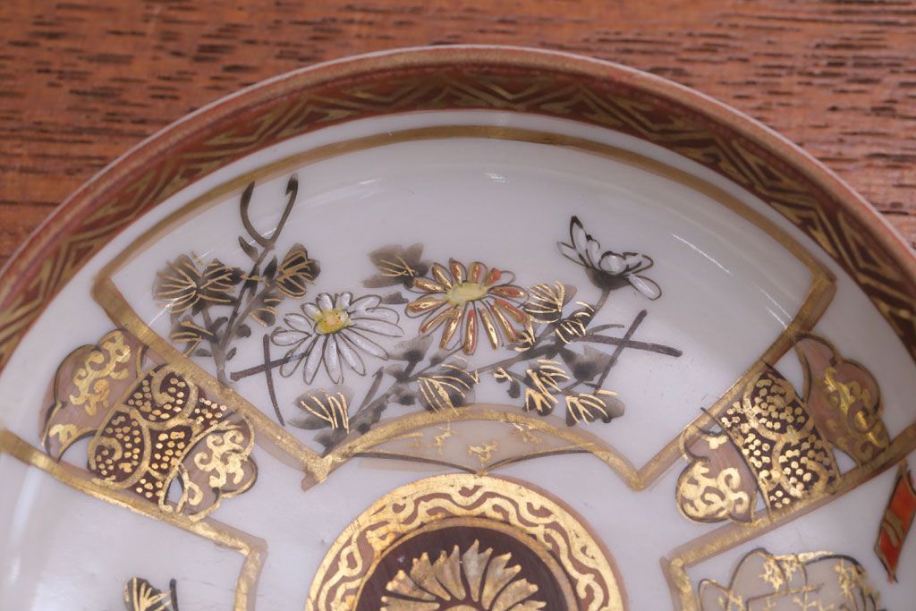 古民具・骨董　明治〜大正　九谷色絵小皿6客セット