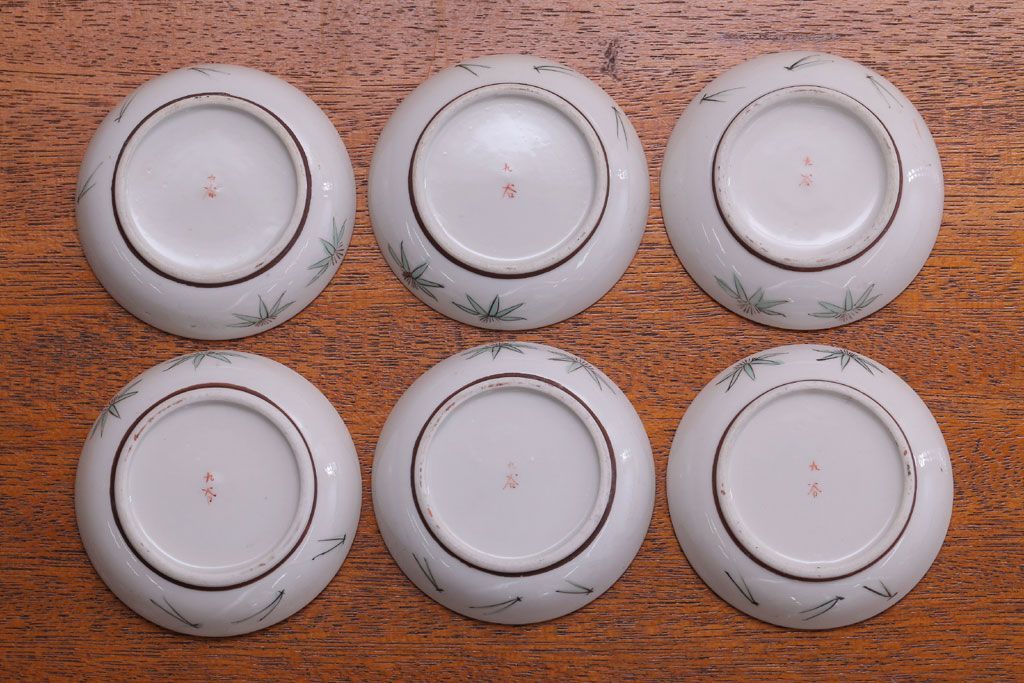 古民具・骨董　明治〜大正　九谷色絵小皿6客セット