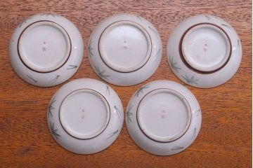 古民具・骨董　明治〜大正　九谷色絵小皿5客セット(2)