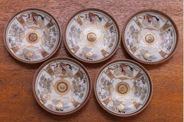 アンティーク雑貨　古民具・骨董　明治〜大正　九谷色絵皿5客セット