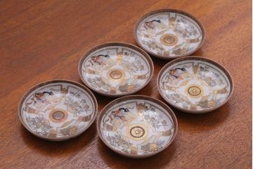 アンティーク雑貨　古民具・骨董　明治〜大正　九谷色絵皿5客セット