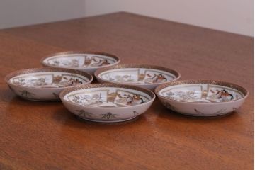 アンティーク雑貨　古民具・骨董　明治〜大正　九谷色絵皿5客セット