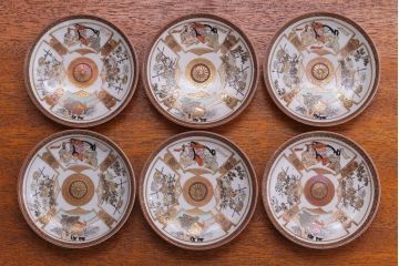 アンティーク雑貨　古民具・骨董　明治〜大正　九谷色絵皿6客セット
