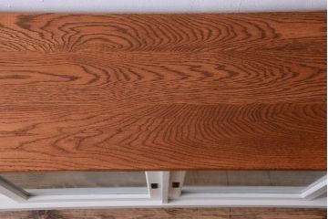 アンティーク家具　ペイント　モールガラス入り!4枚扉のカウンターテーブル