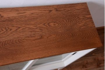 アンティーク家具　ペイント　モールガラス入り!4枚扉のカウンターテーブル