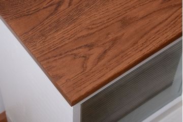 アンティーク家具　ペイント　モールガラス入り!4枚扉のカウンターテーブル