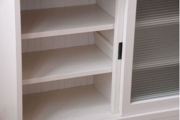 アンティーク家具　ペイント　モールガラス入り!4枚扉のカウンターテーブル