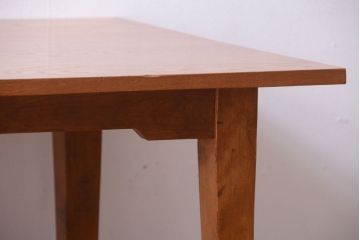 レトロ家具　昭和レトロ　ナラ材天板のアンティークダイニングテーブル